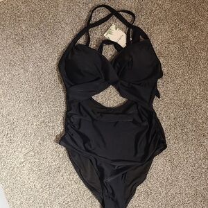 Elegant Black Women's One-Piece Swimsuit